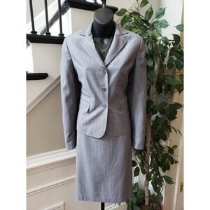 Nine West Gray Pinstripe Blazer and Skirt Set